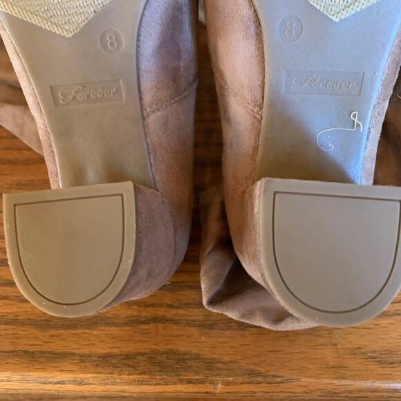 NWOT Forever Life-30 Taupe Suede Pull On-Chunky Heel High Boots - SIZE 8 - Picture 8 of 10